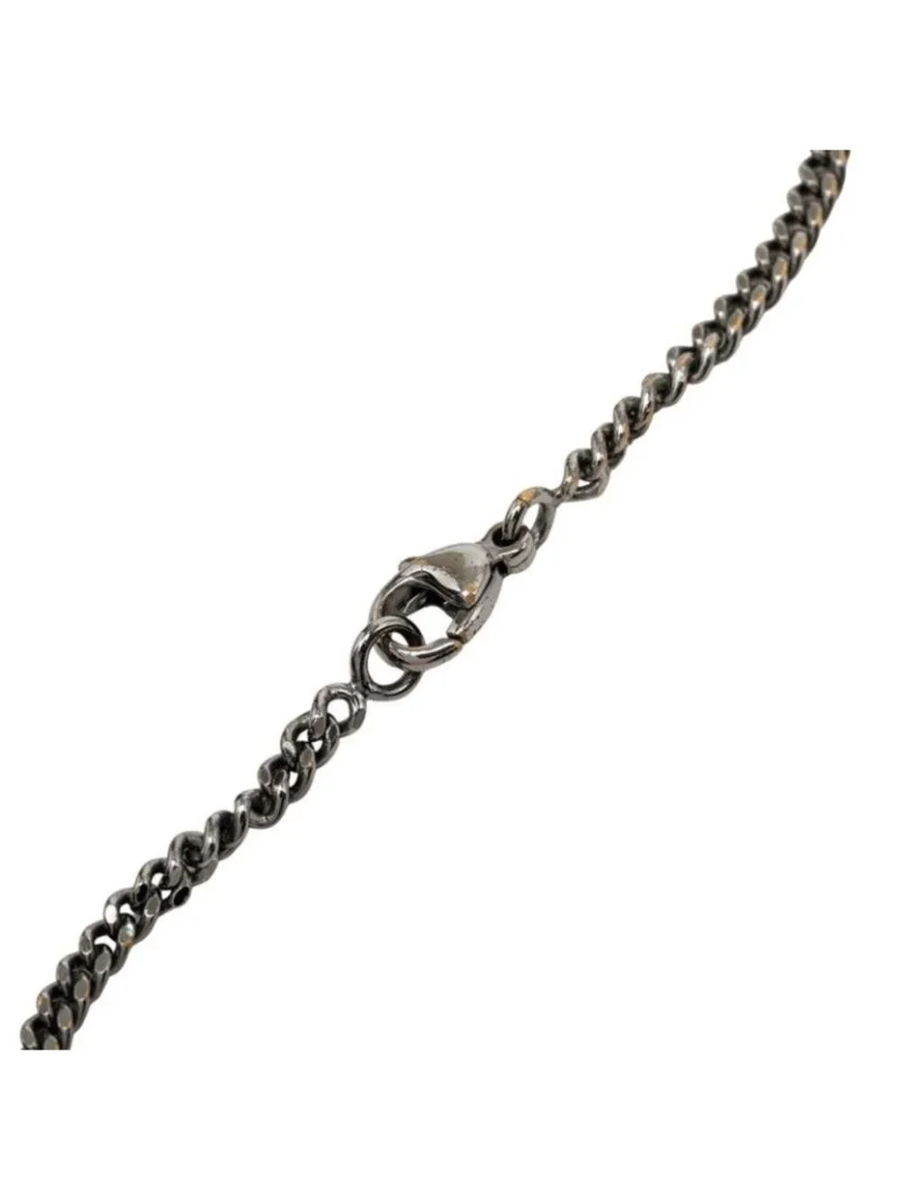 Chanel CC Logo Necklace Silver Metal Rhinestone